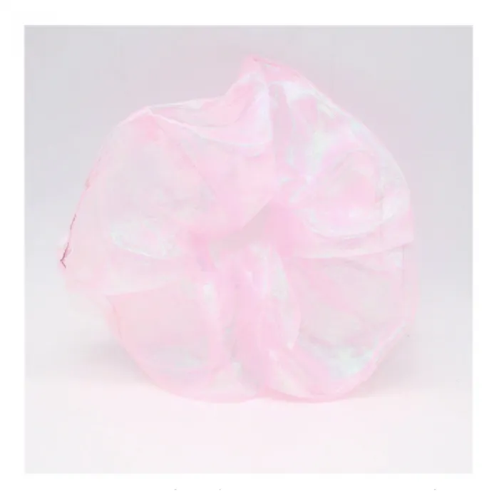 Scrunchie Σούρα Μαλλιών Οργάντζα Ροζ 