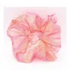 Scrunchie Σούρα Μαλλιών Οργάντζα Ροζ Σκούρο