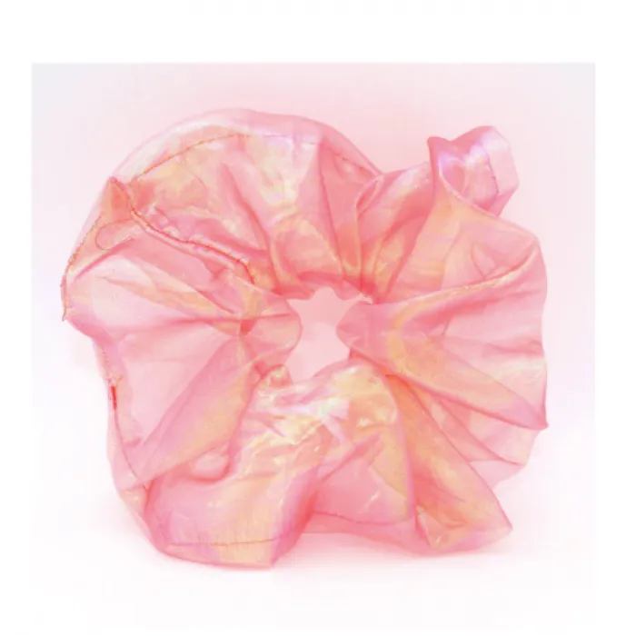 Scrunchie Σούρα Μαλλιών Οργάντζα Ροζ Σκούρο