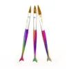 Πινέλα Νυχιών Acrylic Nails Mermaid Rainbow Σετ 3 τεμαχίων
