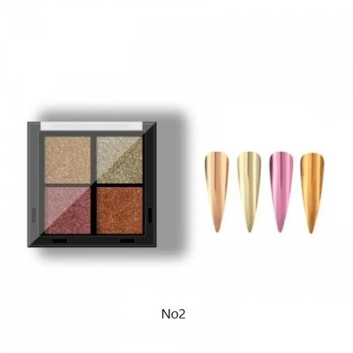 Σκόνη νυχιών mirror σε υφή pigment 4 αποχρώσεων Νο2