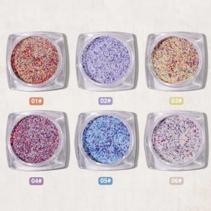 Σκόνες Νυχιών Sea Salt Nail Powder Crystal Sugar Powder 6 τεμαχίων