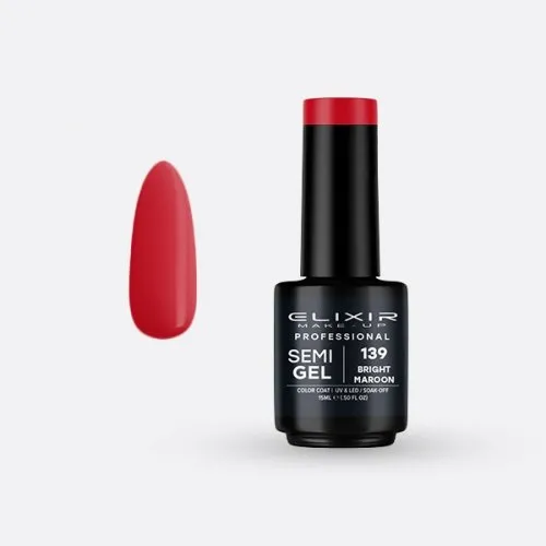Elixir Make Up Semigel Color Coat Soak Off 139 Bright Maroon 15ml