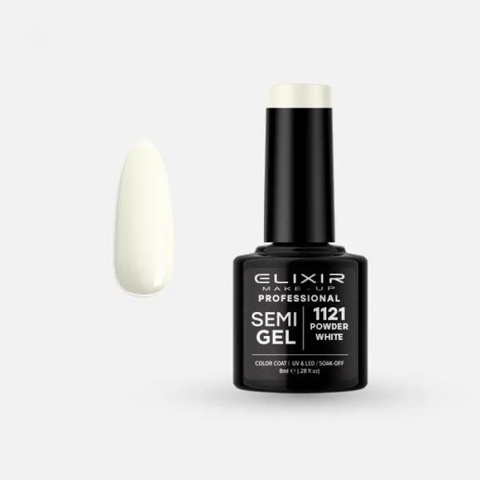 Elixir Ημιμόνιμο Βερνίκι Νυχιών Semi Gel 1121 Powder White 8ml