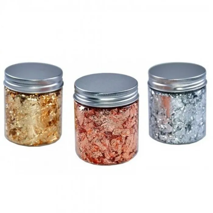 Αλουμινόφυλλα Foil για Νύχια Χρυσό Ασημί Χάλκινο Σετ 3 βαζάκια