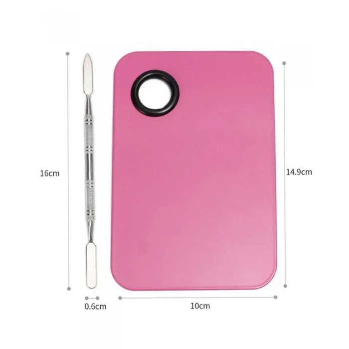 Παλέτα Ανάμειξης Χρωμάτων Ροζ με Ανοξείδωτη Σπάτουλα 2 Όψεων