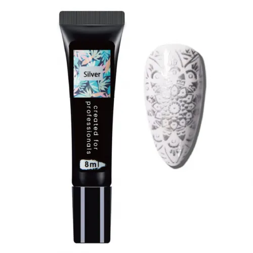 Stamping Nail Art Gel Ασημί 8ml