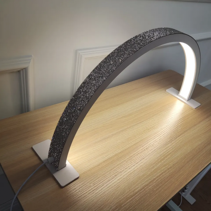 Half Moon Led φωτιστικό με Ρύθμιση Έντασης Χρώματος Λευκό με Στρας Half Moon Led φωτιστικό με Ρύθμιση Έντασης Χρώματος Λευκό με Στρας