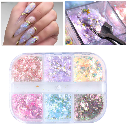 Crystal Opal Flakes Nails