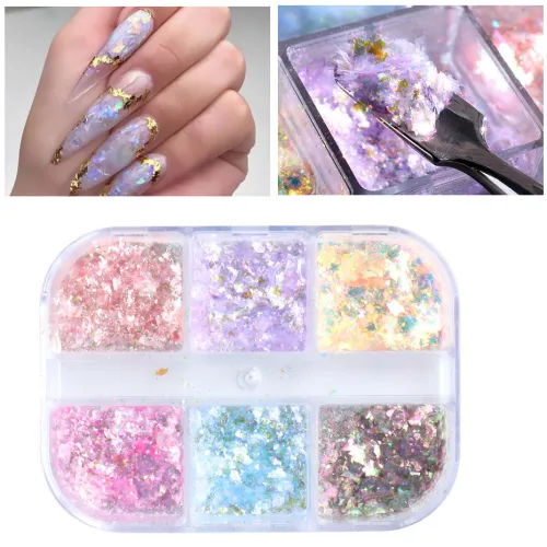 Crystal Opal Flakes Nails