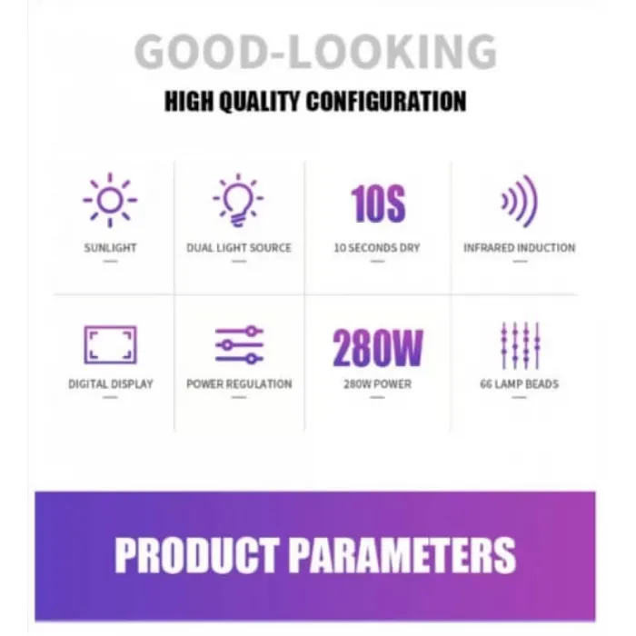 Φουρνάκι Νυχιών F6 Plus Smart 2.0 ( KM-1) 280 watt με 66 led και Ροζ Φωτισμό