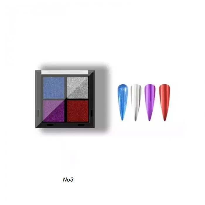 Σκόνη νυχιών mirror σε υφή pigment 4 αποχρώσεων Νο3