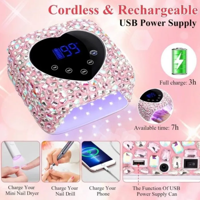 Φουρνάκι Νυχιών Cordless Επαναφορτιζόμενο 72W UV & LED Diamond