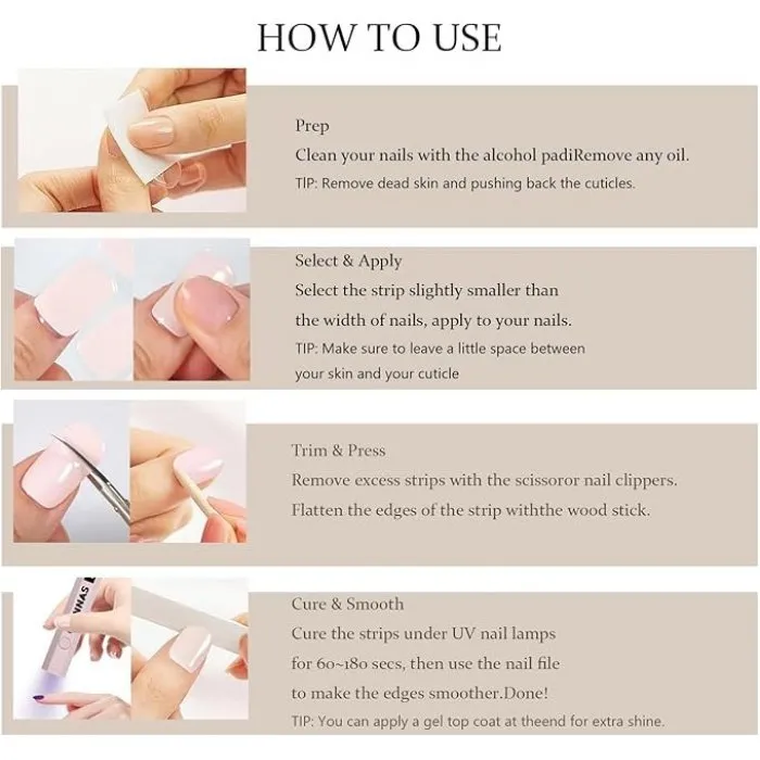 Gel Nail Wraps 20 Strips Glitter NG2600008
