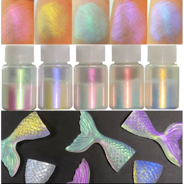Aurora Nail Powder Pearl Glitter Pigment 6Boxes/Set