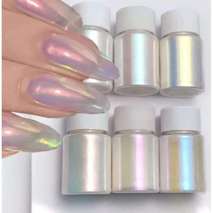 Aurora Nail Powder Pearl Glitter Pigment 6Boxes/Set