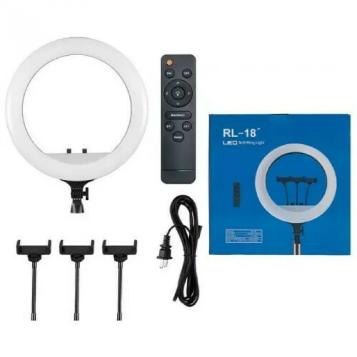Ring Light 18'' Με 3 Βάσεις Κινητού Και Τρίποδο