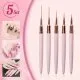 Σετ 5 Πινέλα Nail Art Liner Με Καπάκι Ροζ