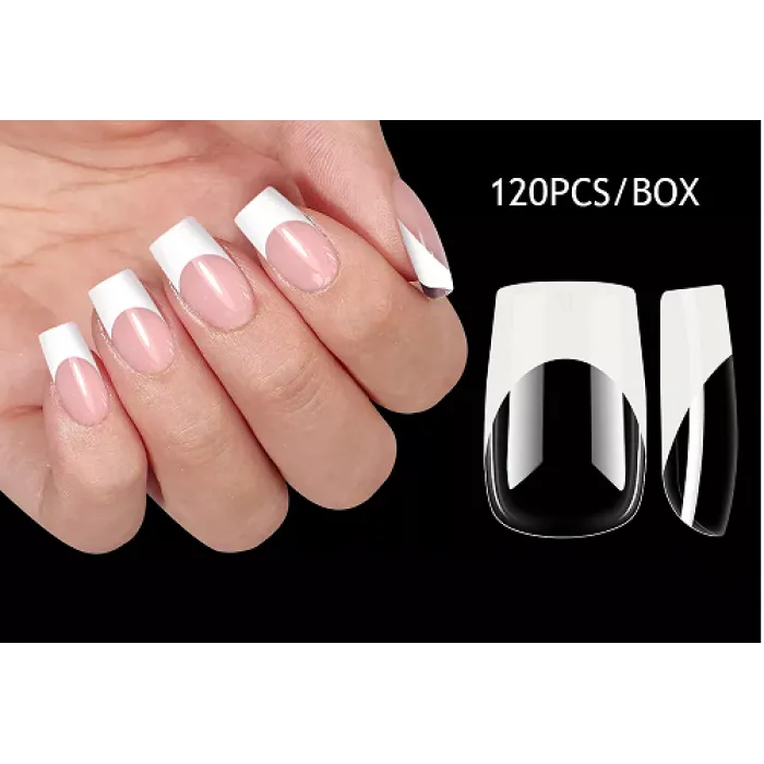Nail Tips French Manicure Full Cover Short Tετραγωνο 120τεμ.
