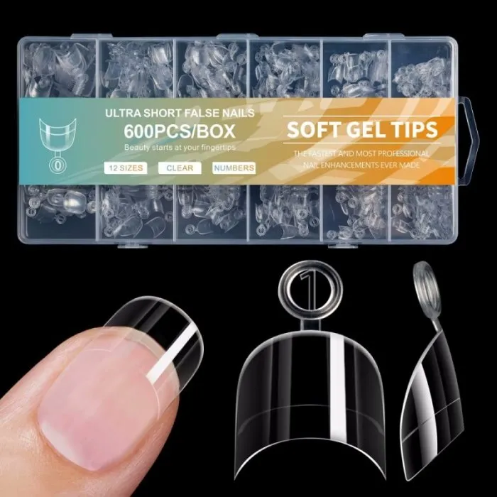 Ultra Short Soft Gel Tips 600pcs 12 size Oval