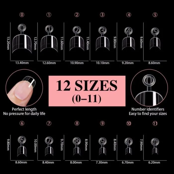 Ultra Short Soft Gel Tips 600pcs 12 size Oval