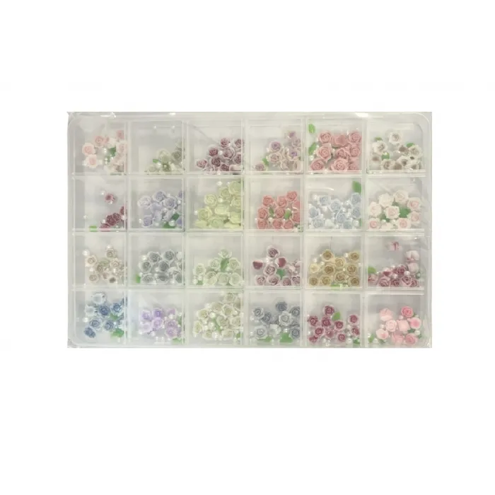 Charms Νυχιών 3D Σε Κασετίνα Τριαντάφυλλα Σε Διάφορα Χρώματα