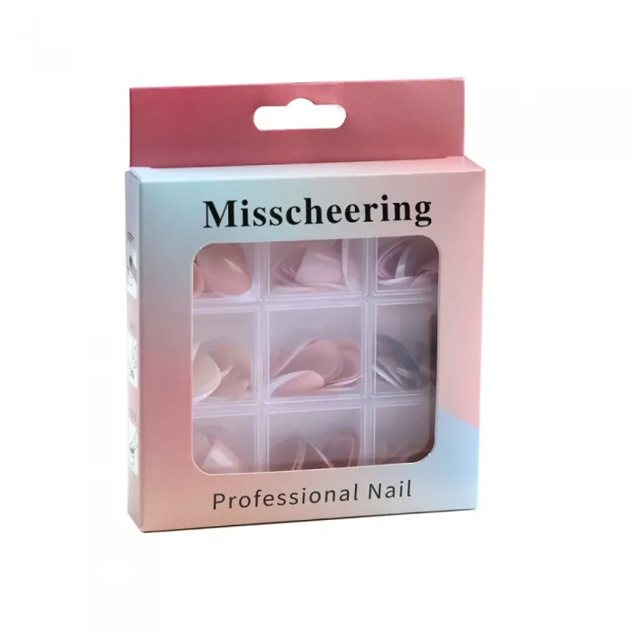 Nail Tips French Manicure Full Cover Nude Short Square-Oval No7 135τεμ