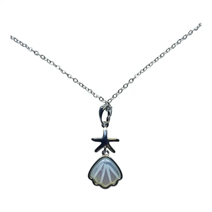 Κρεμαστό Λαιμού Κοχύλι - Αστερίας Με Ασημένια Αλυσίδα