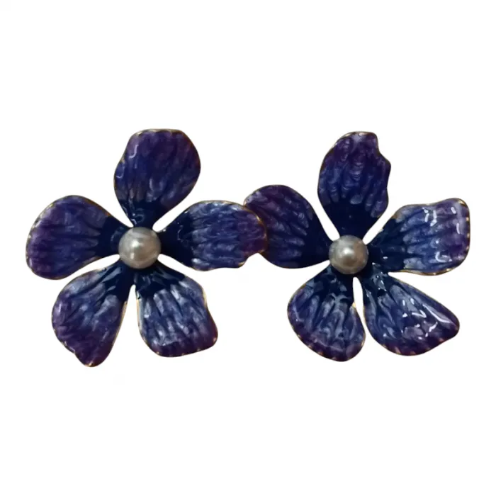 Σκουλαρίκια Γυναικεία Μωβ Λουλούδια