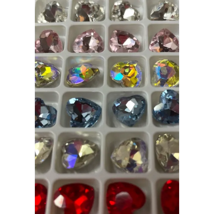 Σετ 24 Colorful 3D Heart Rhinestones Χρωματιστά