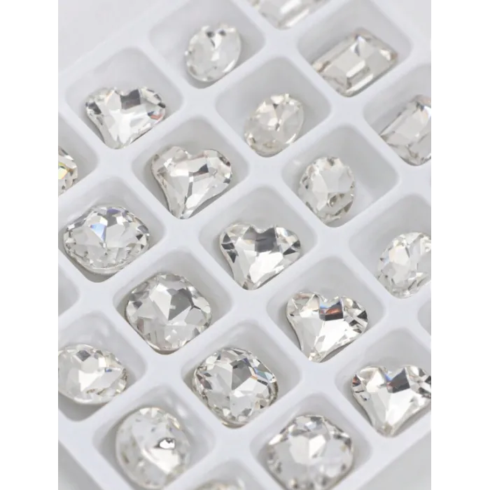 Σετ 24 Colorful 3D Heart Rhinestones Ασημί