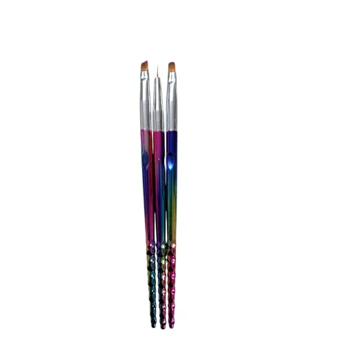 Πινέλα Νυχιών Nail Art Rainbow Σετ 3 τεμαχίων