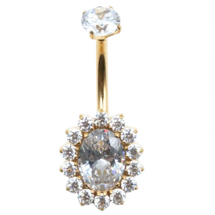 Σκουλαρίκι Αφαλού Επίχρυσο - Με Ζιργκόν G23 Titanium