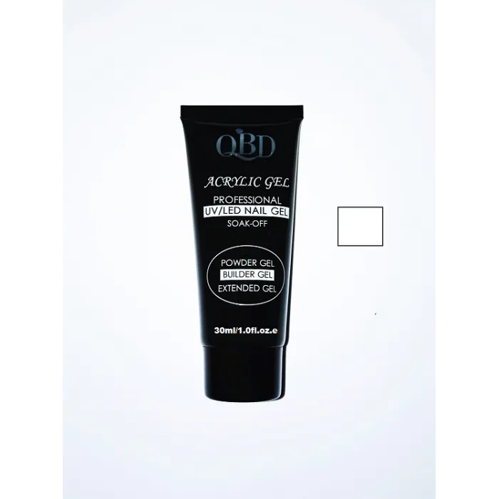 QBD Acrylic Gel UV/LED Nail Gel – Soak Off 30ml 02 White