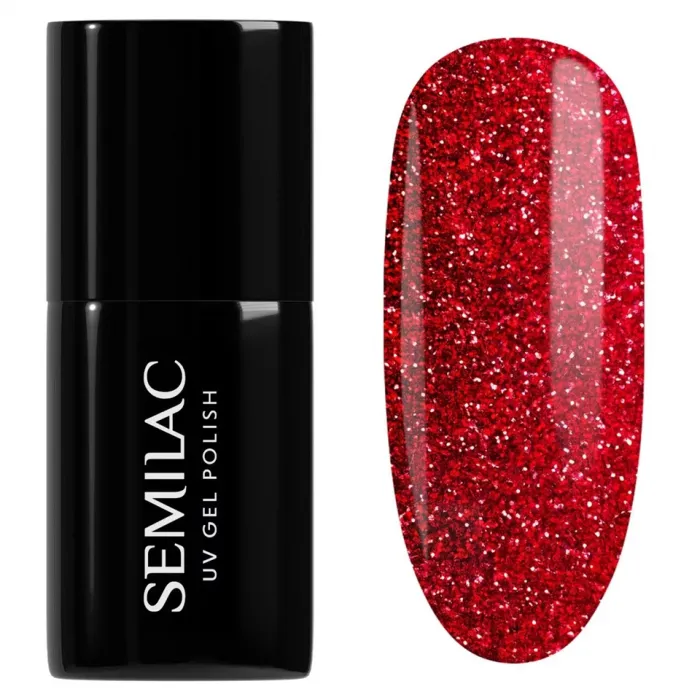 Semilac Ημιμόνιμο Βερνίκι Νυχιών 318 Burgundy Red Glitter 7ml