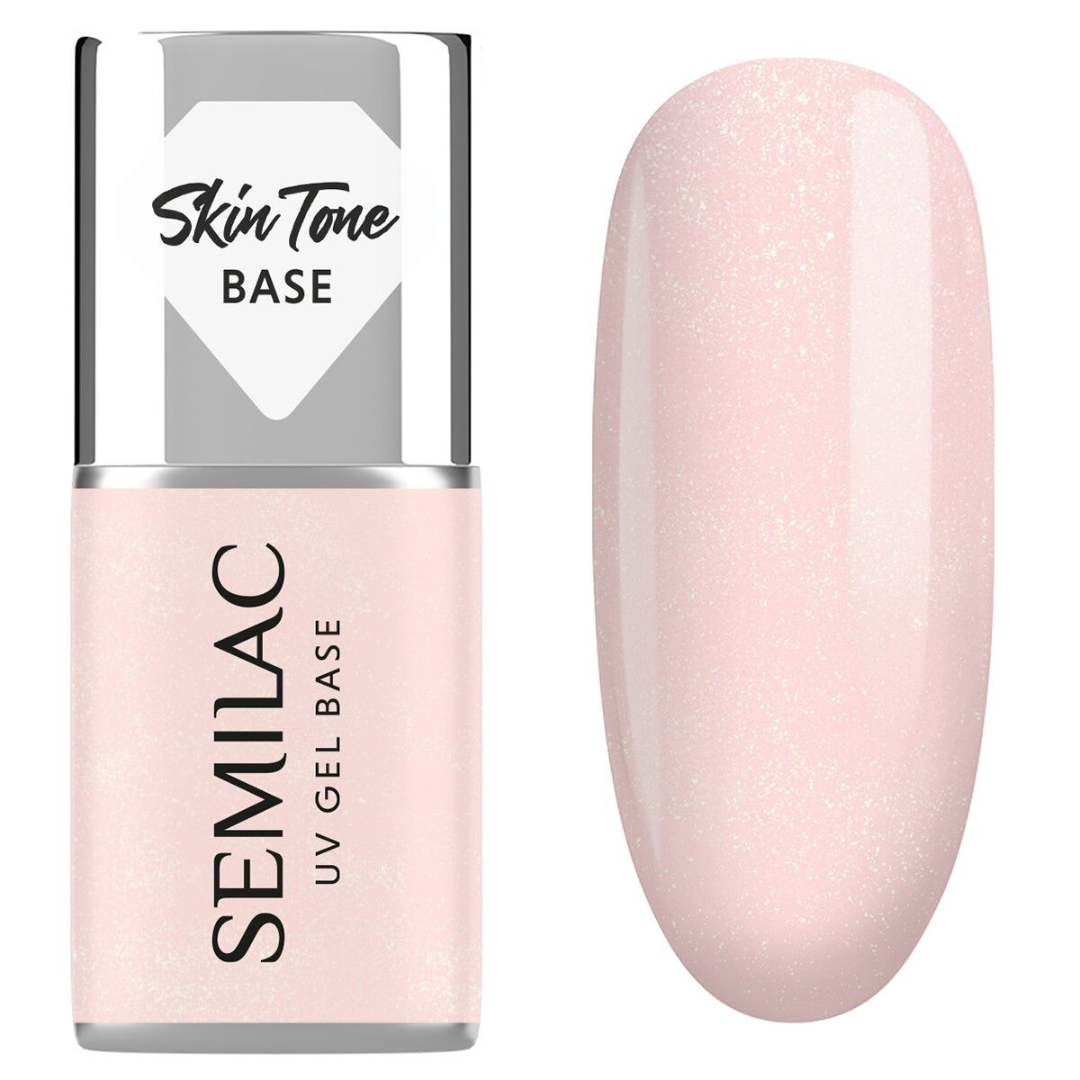Semilac Skin Tone Cover Base Glitter Rose 7 ml