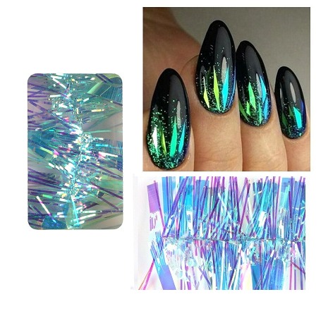 Holo Glass Nail Paper Αυτοκόλλητο Gradient Aurora Transfer Foil Shinning Mirror Wraps Nail Art Decoration
