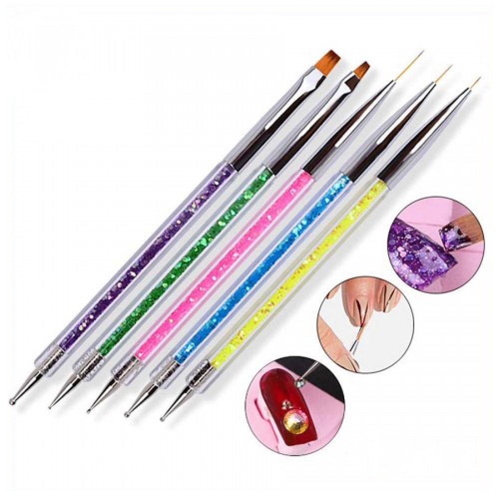 Πινέλα Νυχιών Nail Art Gel και Dotting Σετ 5 τεμάχια