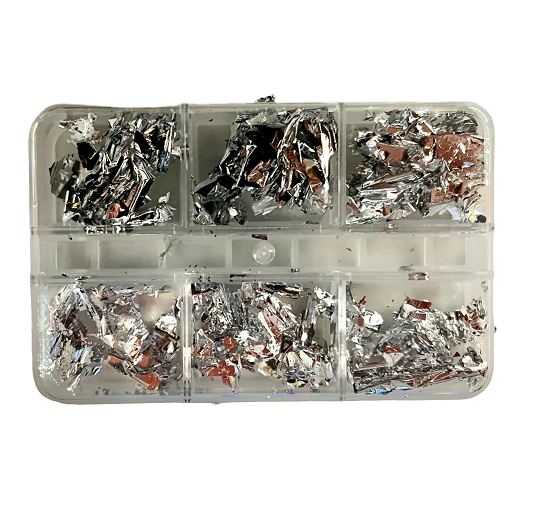 Αλουμινόφυλλα Foil για Νύχια Ασημί Σετ 6 βαζάκια No3