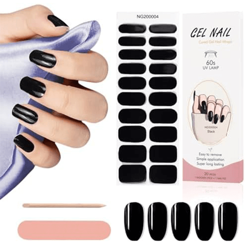 Gel Nail Wraps 20 Strips Μαύρο NG200004