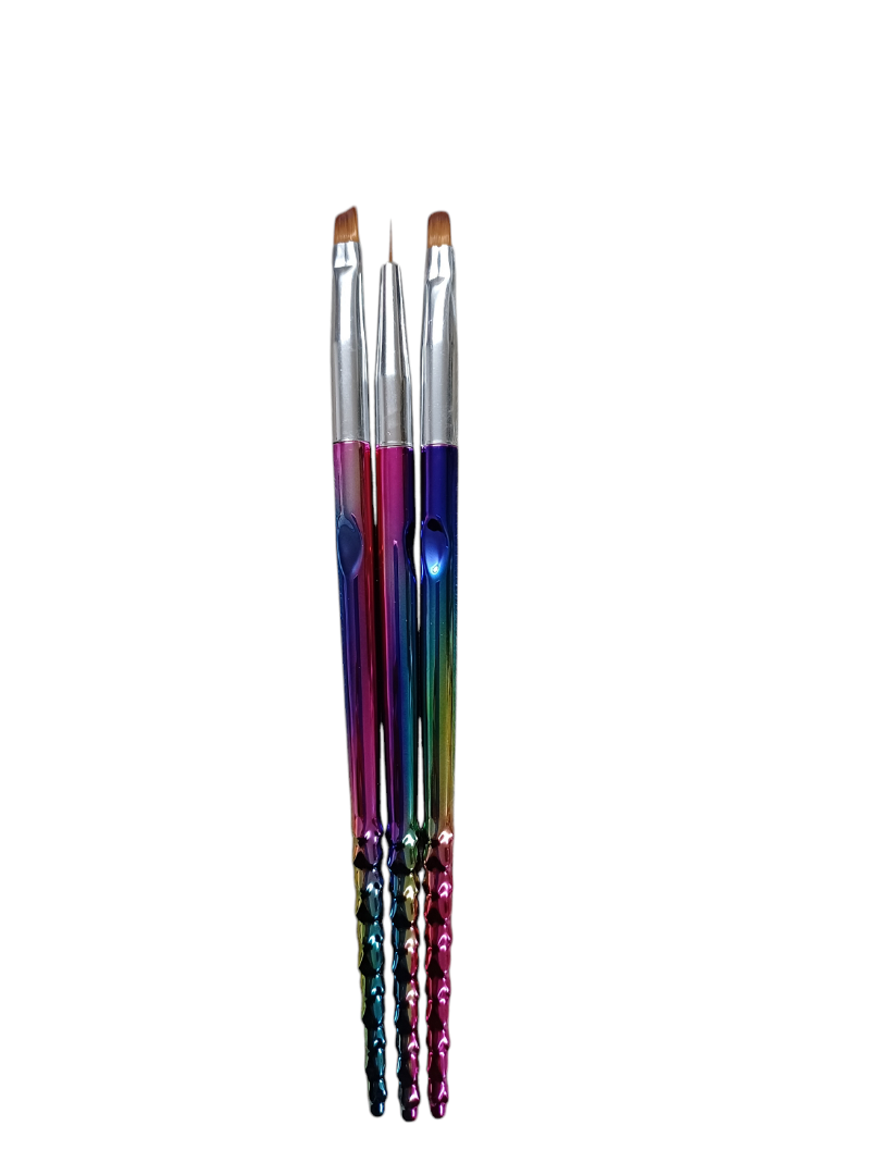 Πινέλα Νυχιών Nail Art Rainbow Σετ 3 τεμαχίων